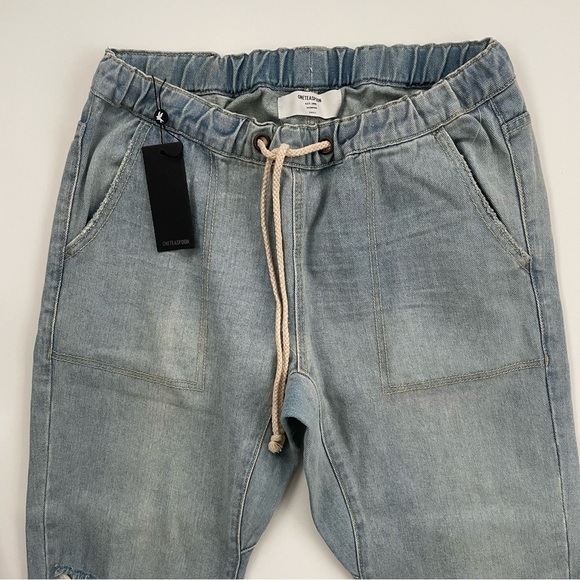 One Teaspoon Light Washed Shabbies Drawstring Boyfriend Distressed Jeans Small - Picture 4 of 13